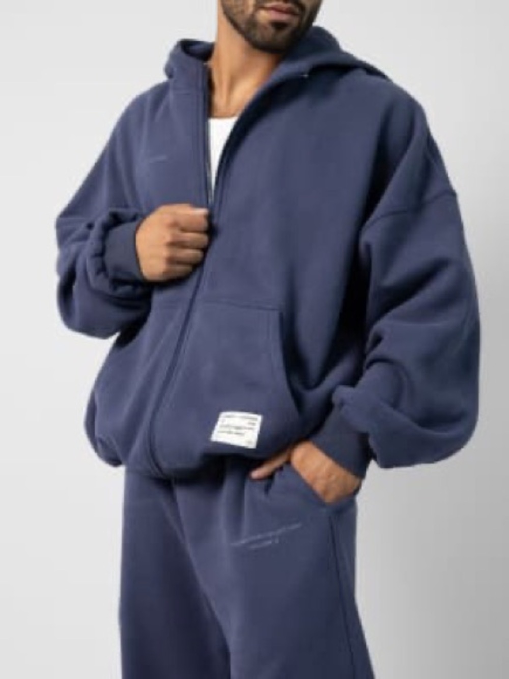 Comfrt Affirmation Zip Hoodie – Mega in a navy blue unisex Sz L